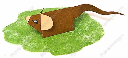 Оригами: Мышь со светлыми ушками