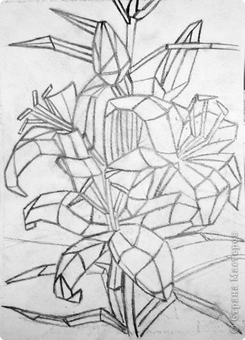 Мастер-класс Витраж: Витраж с лилиями. Стекло. Фото 4