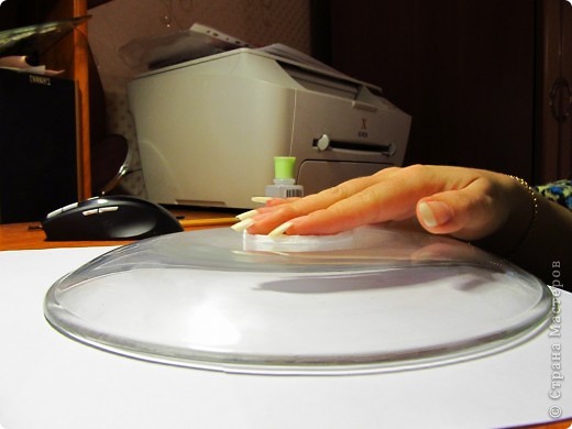 Мастер-класс Декупаж, Роспись: Пробный мастер-класс "Тарелка с Сантой" :)) Стекло Новый год. Фото 2