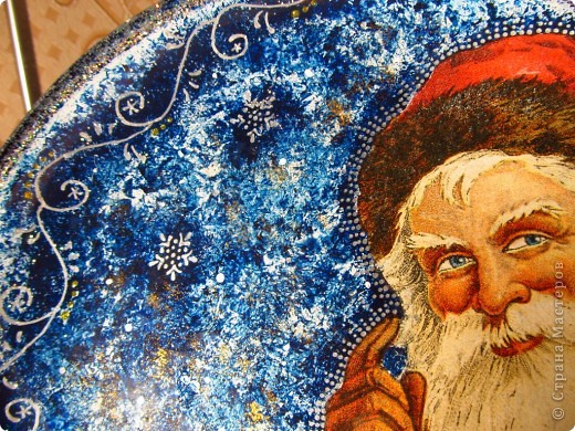 Мастер-класс Декупаж, Роспись: Пробный мастер-класс "Тарелка с Сантой" :)) Стекло Новый год. Фото 19