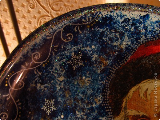 Мастер-класс Декупаж, Роспись: Пробный мастер-класс "Тарелка с Сантой" :)) Стекло Новый год. Фото 20