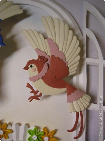 Картина, панно,  Бумагопластика, : Птицы в окне Бумага . Фото 2