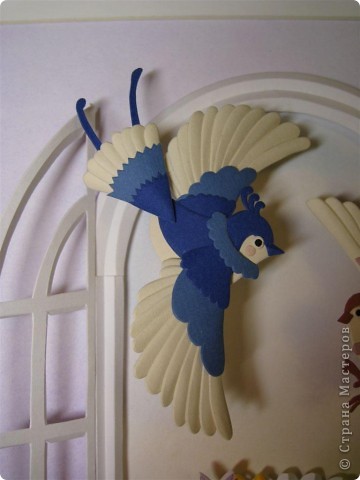 Картина, панно,  Бумагопластика, : Птицы в окне Бумага . Фото 3