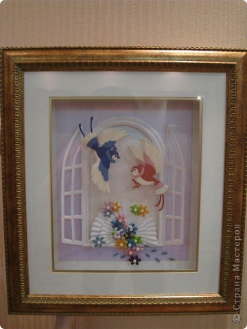 Картина, панно,  Бумагопластика, : Птицы в окне Бумага . Фото 5