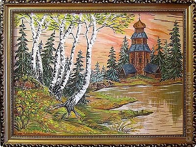 Картина панно рисунок Роспись Картины на бересте Береста фото 1