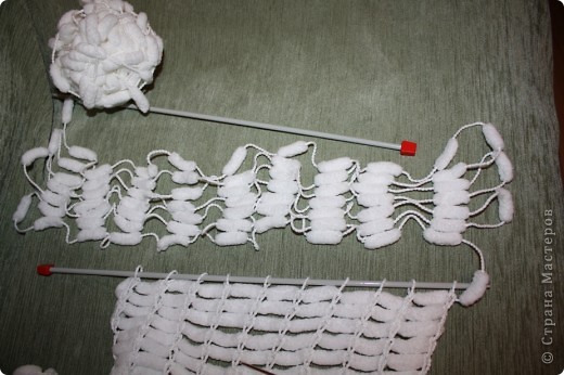  Мастер-класс Вязание: Способ скоростного вязания из пряжи с
помпончиками :) Пряжа. Фото 4