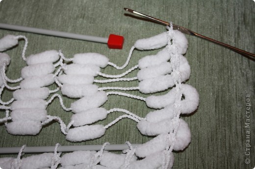  Мастер-класс Вязание: Способ скоростного вязания из пряжи с
помпончиками :) Пряжа. Фото 7