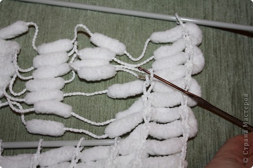  Мастер-класс Вязание: Способ скоростного вязания из пряжи с
помпончиками :) Пряжа. Фото 9