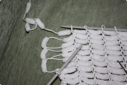  Мастер-класс Вязание: Способ скоростного вязания из пряжи с
помпончиками :) Пряжа. Фото 12