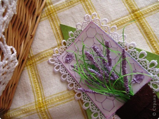 Мастер-класс, Открытка,  Ассамбляж, : ЛАВАНДА, ГОРНАЯ ЛАВАНДА...(МК FLOWER SOFT) Бумага, Бусинки, Кружево, Ленты День рождения, . Фото 3
