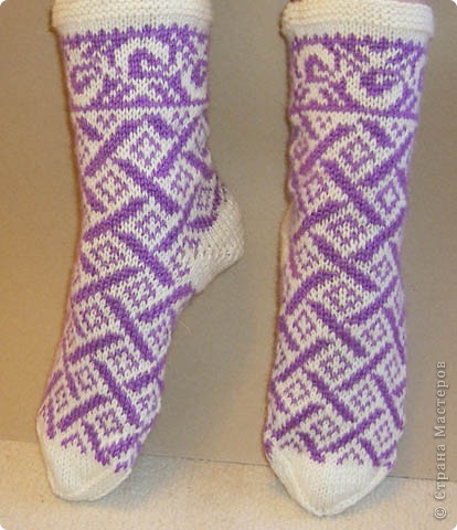  Гардероб Вязание спицами: Узорные носочки Нитки. Фото 9