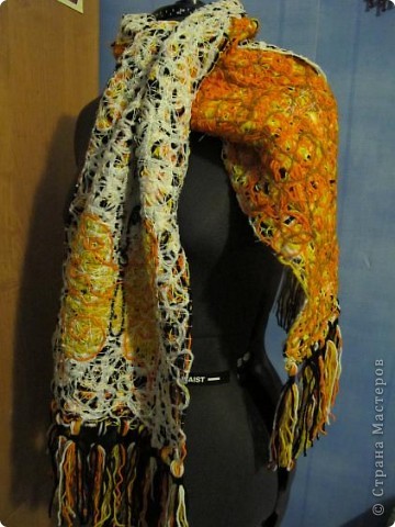 Cloakroom, Master Class Knitting, Sewing: Scarf in technology Krazy Wool Paper, Threads.  Photo 2