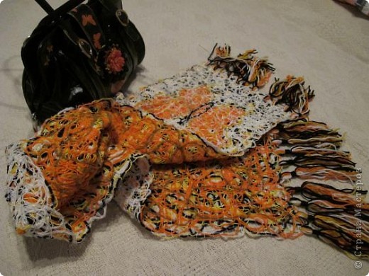 Cloakroom, Master Class Knitting, Sewing: Scarf in technology Krazy Wool Paper, Threads.  Photo 1