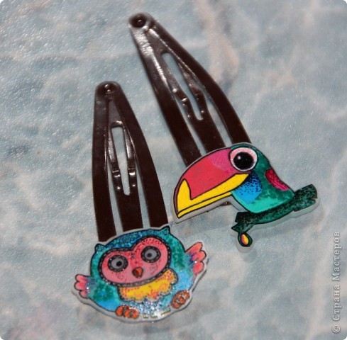 Мастер-класс: polyshrink - новый материал для поделок. ЗАКОЛКИ. Фото 9