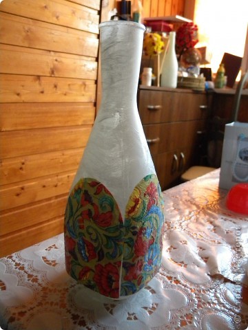 Мастер-класс Декупаж, Роспись: Бутылочка Бутылки стеклянные, Краска, Салфетки. Фото 10