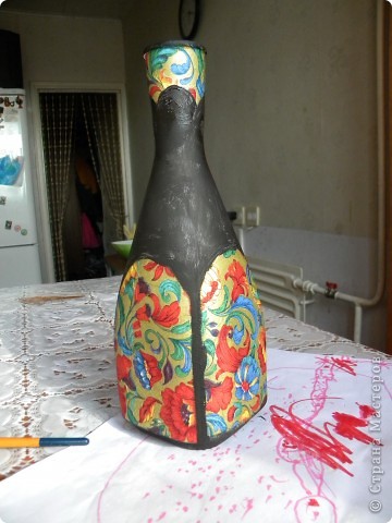 Мастер-класс Декупаж, Роспись: Бутылочка Бутылки стеклянные, Краска, Салфетки. Фото 15