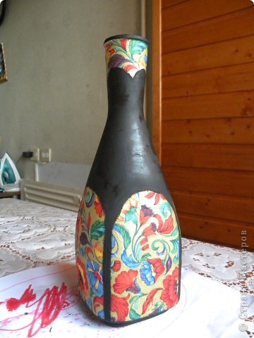 Мастер-класс Декупаж, Роспись: Бутылочка Бутылки стеклянные, Краска, Салфетки. Фото 16