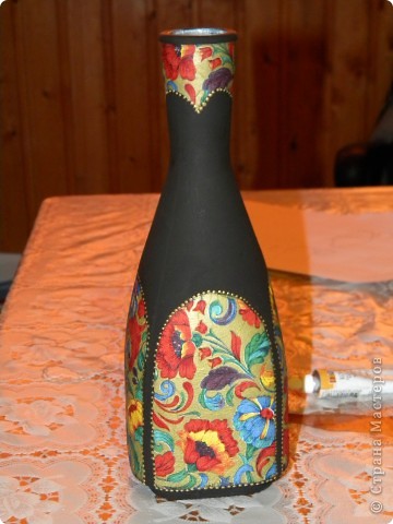Мастер-класс Декупаж, Роспись: Бутылочка Бутылки стеклянные, Краска, Салфетки. Фото 17