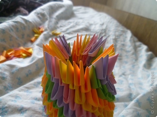 Мастер-класс Оригами модульное: ваза на день рождения Бумага День рождения. Фото 15