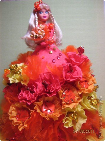  Мастер-класс, Свит-дизайн: Куклы из конфет. МК. Бумага гофрированная День рождения. Фото 22