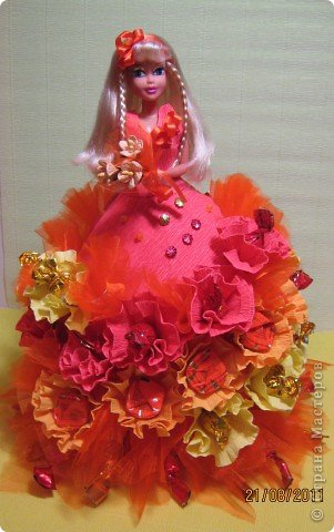  Мастер-класс, Свит-дизайн: Куклы из конфет. МК. Бумага гофрированная День рождения. Фото 3