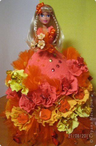  Мастер-класс, Свит-дизайн: Куклы из конфет. МК. Бумага гофрированная День рождения. Фото 37