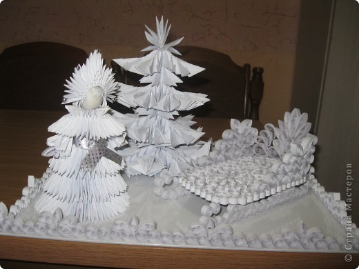  Поделка, изделие Квиллинг, Оригами, Оригами модульное: Зима Бумага Новый год. Фото 1