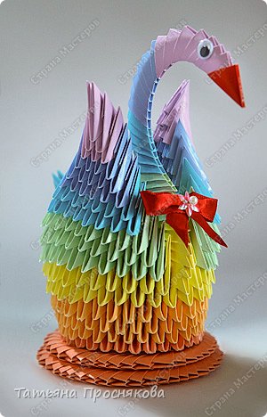 Мастер-класс,  Оригами модульное, : Радужный лебедь Бумага 