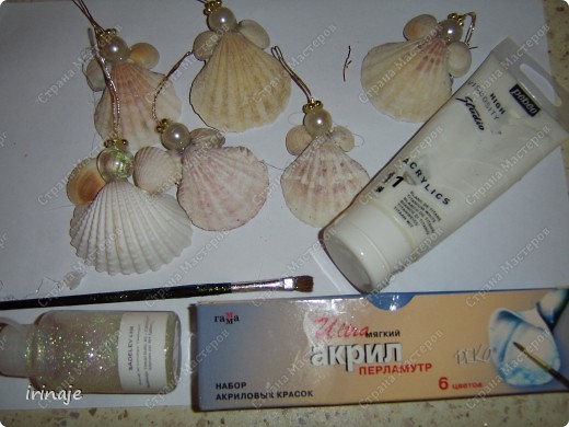 Master Class: Ángeles de la cuentas de concha, conchas de Navidad.  Foto 10
