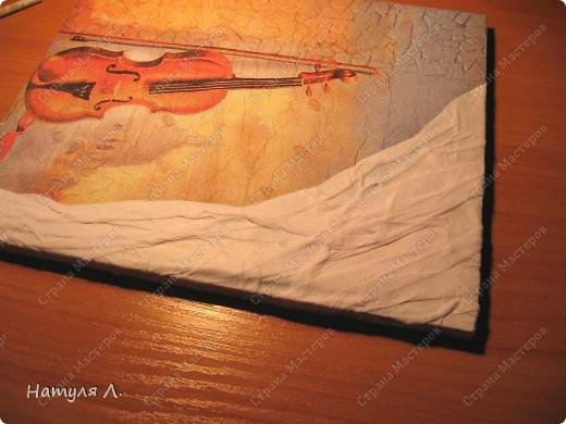 Декор предметов, Мастер-класс Декупаж: Панно "Скрипка" ( + мини МК) Бумага, Гуашь, Салфетки, Скорлупа яичная, Фанера День рождения. Фото 11