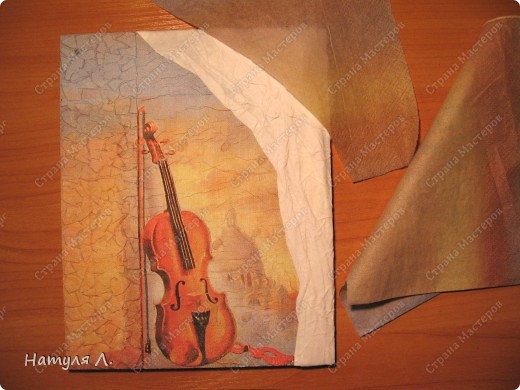 Декор предметов, Мастер-класс Декупаж: Панно "Скрипка" ( + мини МК) Бумага, Гуашь, Салфетки, Скорлупа яичная, Фанера День рождения. Фото 14