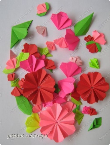  Мастер-класс, Открытка Мозаика, Оригами, Оригами модульное, Орнамент: Мозаика из модулей оригами. Цветочные мотивы. Бумага 8 марта, День рождения, Пасха. Фото 1