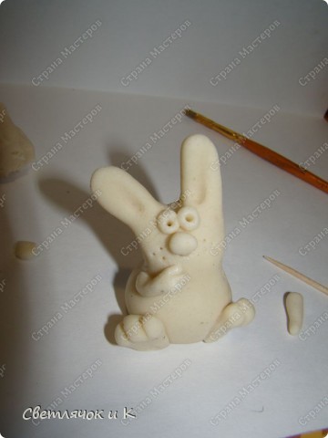  Игрушка, Мастер-класс, Поделка, изделие Лепка: Лепим зайца из теста  Тесто соленое. Фото 13