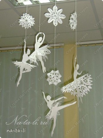  Интерьер, Поделка, изделие Вырезание силуэтное: Снежинки-балеринки Бумага Новый год. Фото 4