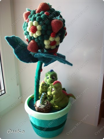  Интерьер Валяние (фильцевание): Декоративное дерево "Счастье быть семьей" Шерсть День семьи. Фото 1