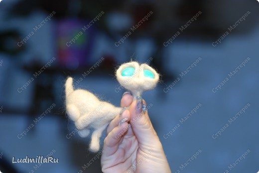  Игрушка Валяние (фильцевание): MK "Милые котики" мои Голубоглазка и Рыжик Шерсть Дебют. Фото 11