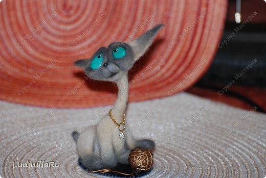  Игрушка Валяние (фильцевание): MK "Милые котики" мои Голубоглазка и Рыжик Шерсть Дебют. Фото 20