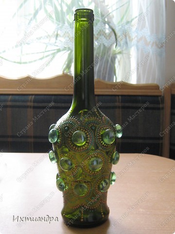  Декор предметов Роспись: Зелёная фантазия Бутылки стеклянные, Краска, Стекло. Фото 11