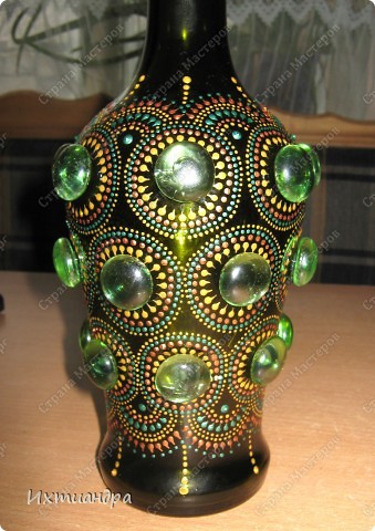Vopsite articole decorative: Green sticle fantezie din sticla, vopsea, sticla.  Foto 2