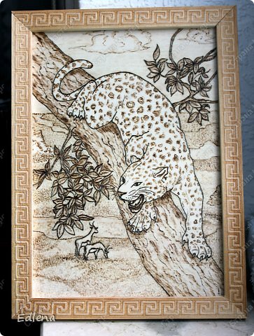  Картина, панно, рисунок Выжигание по дереву: Леопард Дерево 
Отдых. Фото 1