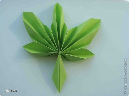 Мастер-класс,  Оригами, : Гофрированный листок клена. Бумага Деньучителя, . Фото 13
