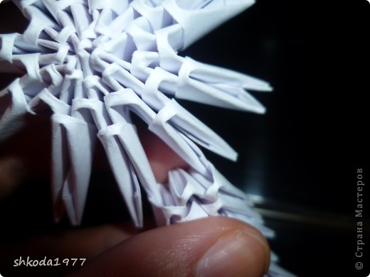  Мастер-класс Оригами модульное: Снежинки из модулей +мини МК Бумага Новый год. Фото 12