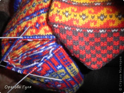  Мастер-класс Вязание: Яркие носки с орнаментом. Нитки. Фото 18