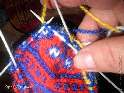  Мастер-класс Вязание: Яркие носки с орнаментом. Нитки. Фото 12