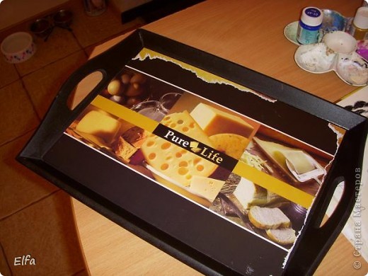 Декор предметов, Мастер-класс Декупаж: Поднос "Мадонна с младенцем", Рубенс. Краска, Салфетки. Фото 2