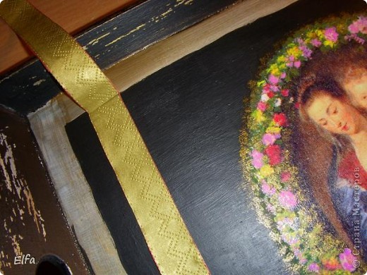 Декор предметов, Мастер-класс Декупаж: Поднос "Мадонна с младенцем", Рубенс. Краска, Салфетки. Фото 12