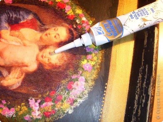 Декор предметов, Мастер-класс Декупаж: Поднос "Мадонна с младенцем", Рубенс. Краска, Салфетки. Фото 13