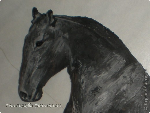 Картина, панно, Мастер-класс, Рисование и живопись, : Чёрный конь. Соленое тесто. Гуашь, Клей, Материал природный . Фото 4