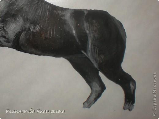 Картина, панно, Мастер-класс, Рисование и живопись, : Чёрный конь. Соленое тесто. Гуашь, Клей, Материал природный . Фото 6