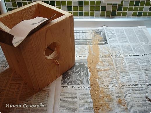 Декор предметов, Мастер-класс Декупаж: Новая жизнь старого скворечника Картон, Клей, Краска, Пастель, Салфетки Отдых, Праздник осени. Фото 3